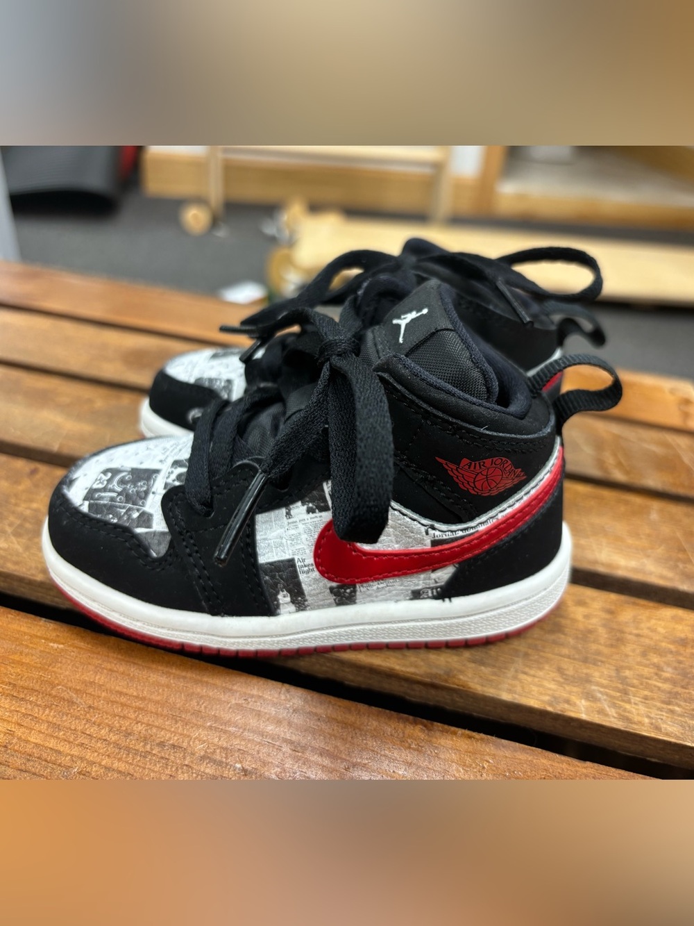 Jordan Kids Black, White & Red Mid-Top Sneakers